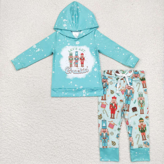 Promotion RTS BLP0231 Christmas Blue Boys Long Sleeve Hoodies Outfits