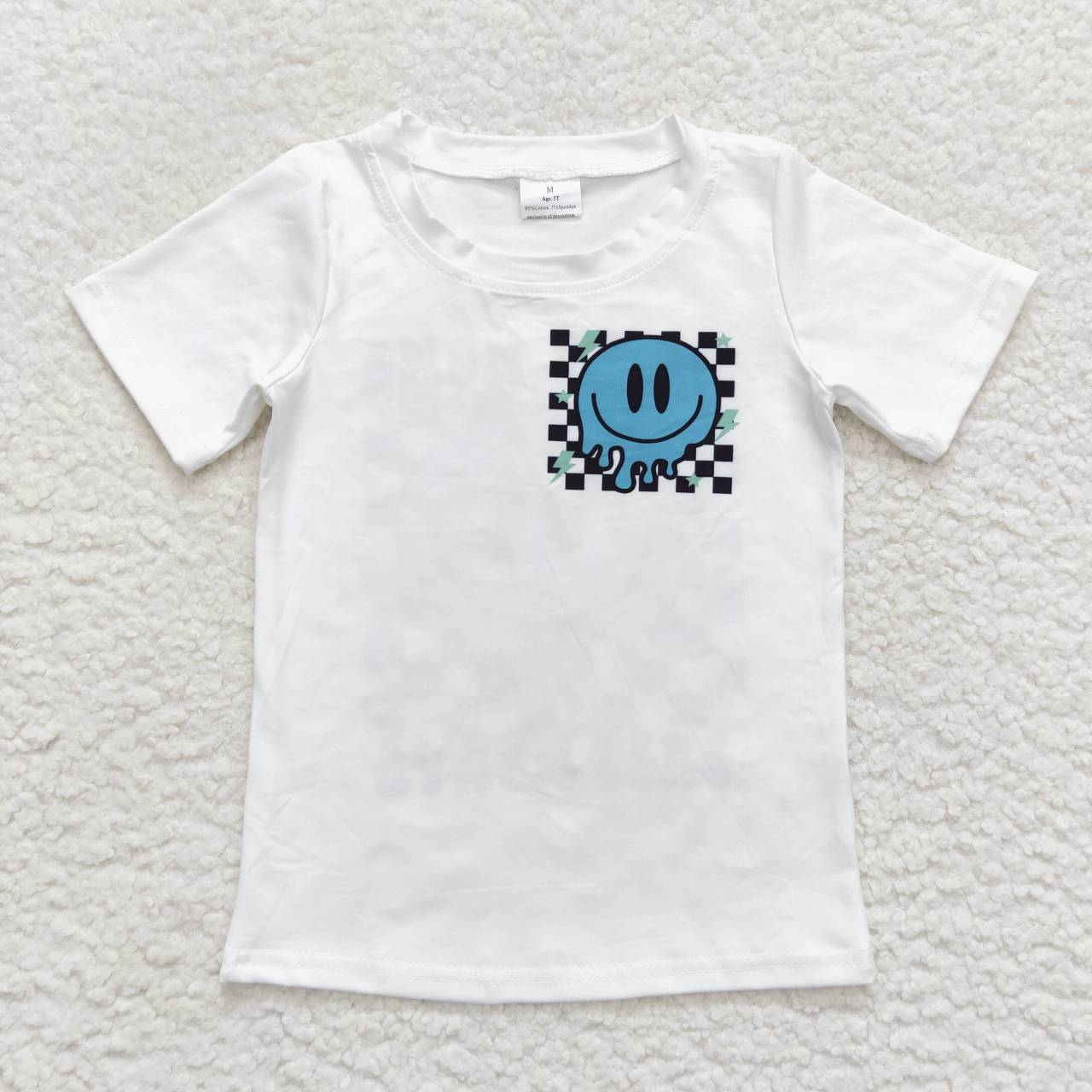 BT0351 Last Nerve Blue Smile Boys Short Sleeve Top T-shirts