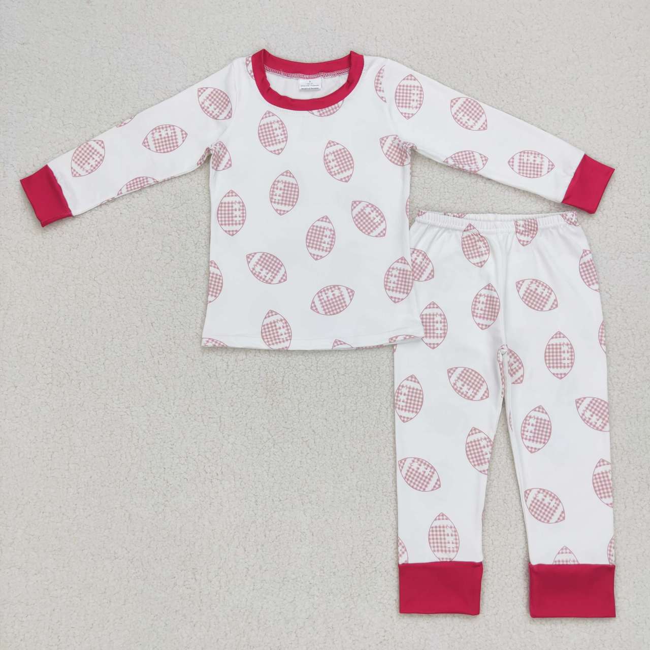 GLP0793 Red Football Girls Long Sleeve Pants Outfits Pajamas