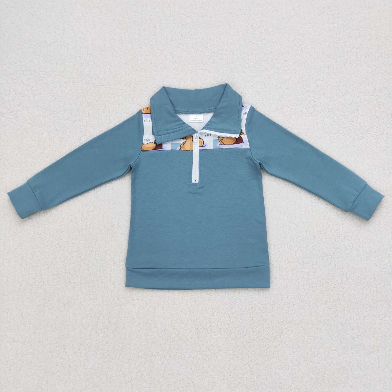 BT0329 Blue Duck Boys Long Sleeve Top Collar Polo Pullover T-Shirts