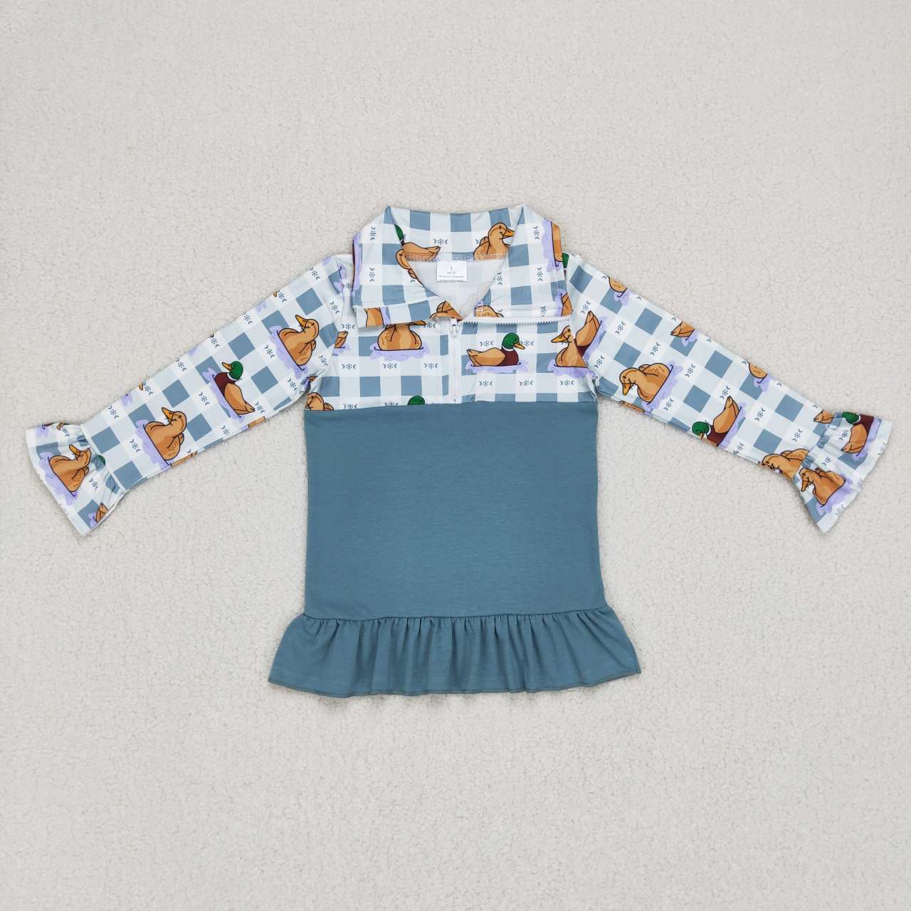 GT0308 Blue Duck Boys Long Sleeve Top Collar Polo Pullover T-Shirts