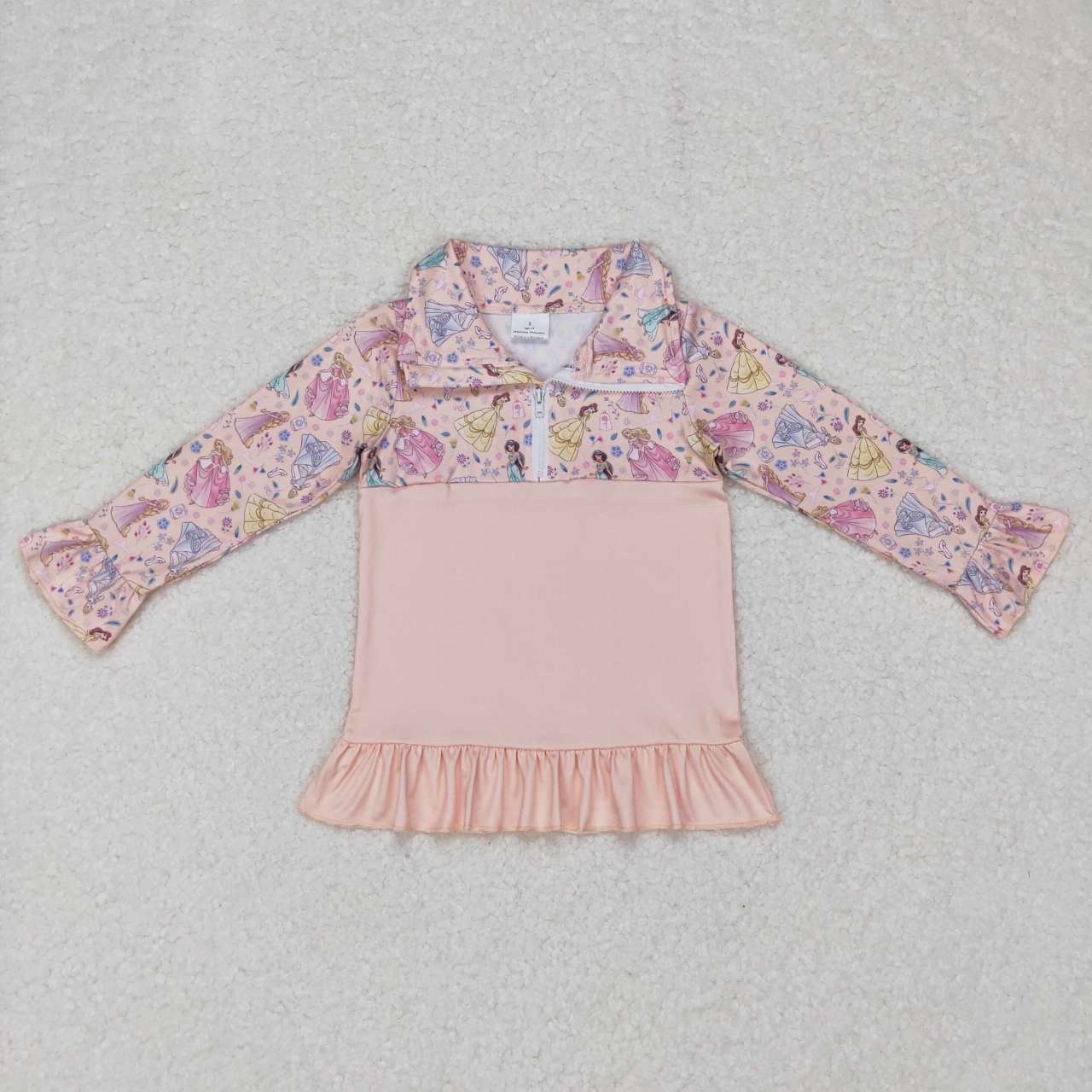 GT0297 Pink Princess Winter Girls Long Sleeve Top Collar T-Shirts