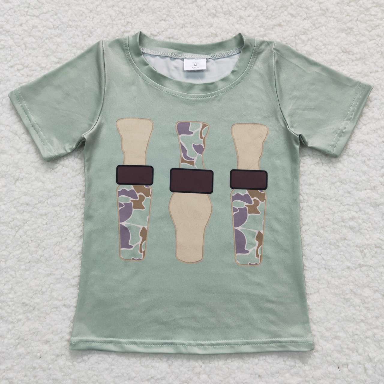 BT0374 Green Camo Boys Short Sleeve Top T-shirts
