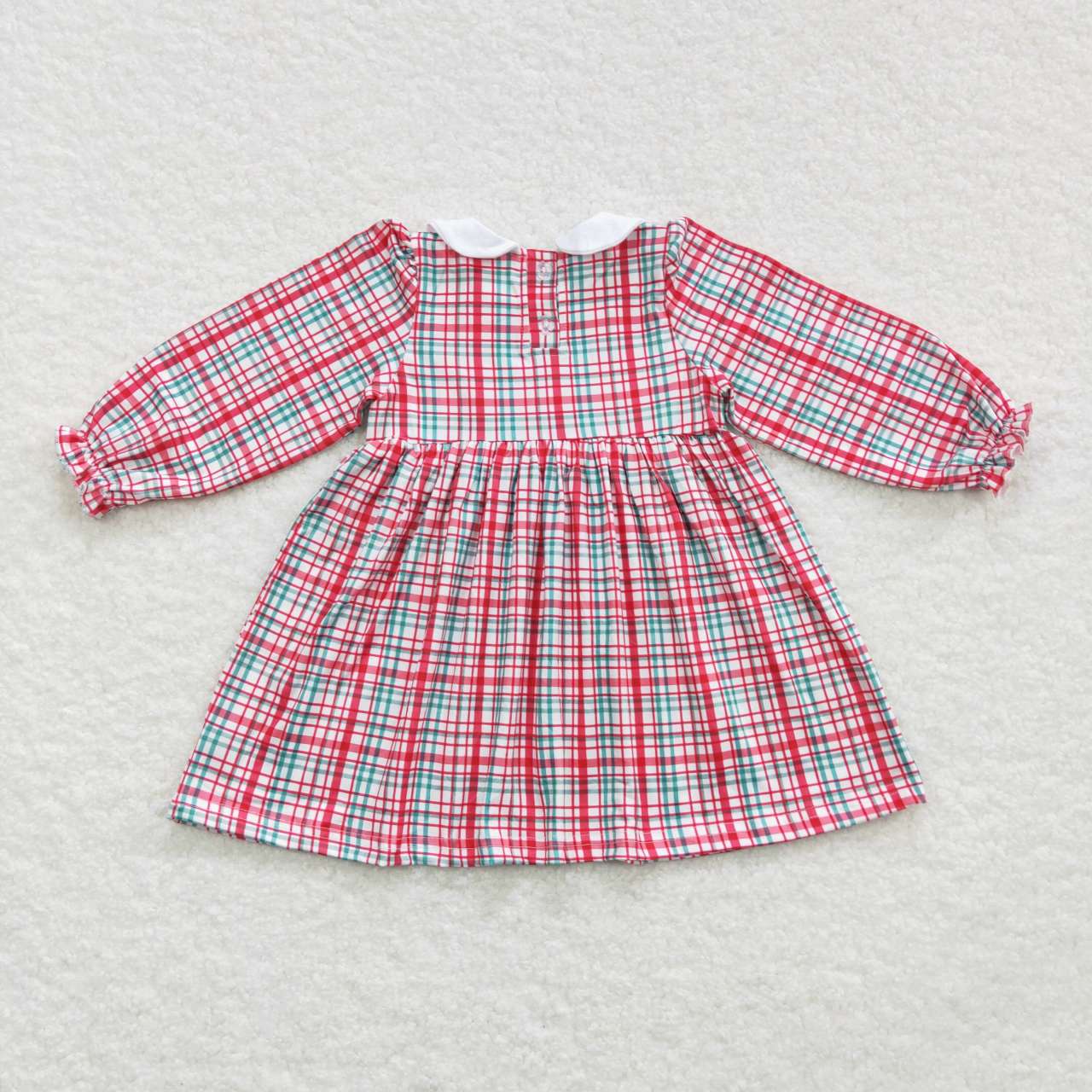 GLD0300 Christmas Red Embroidery Girls Long Sleeve Dresses