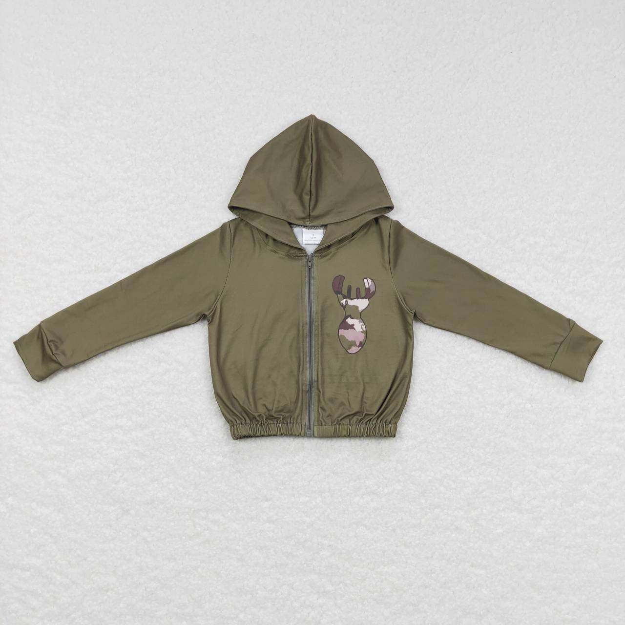 GT0335 Green Camo Deer Girls Long Sleeve Hoodies Top