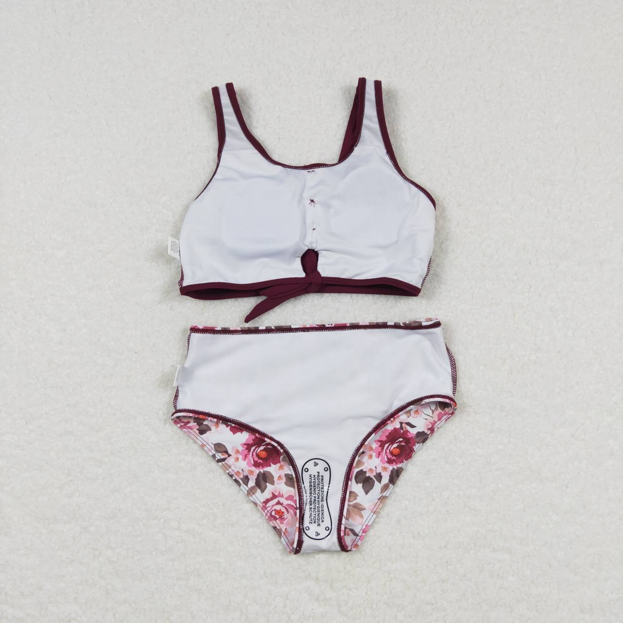 S0141 Red Floral Girls Swimming Bathing Suits Swimsuits