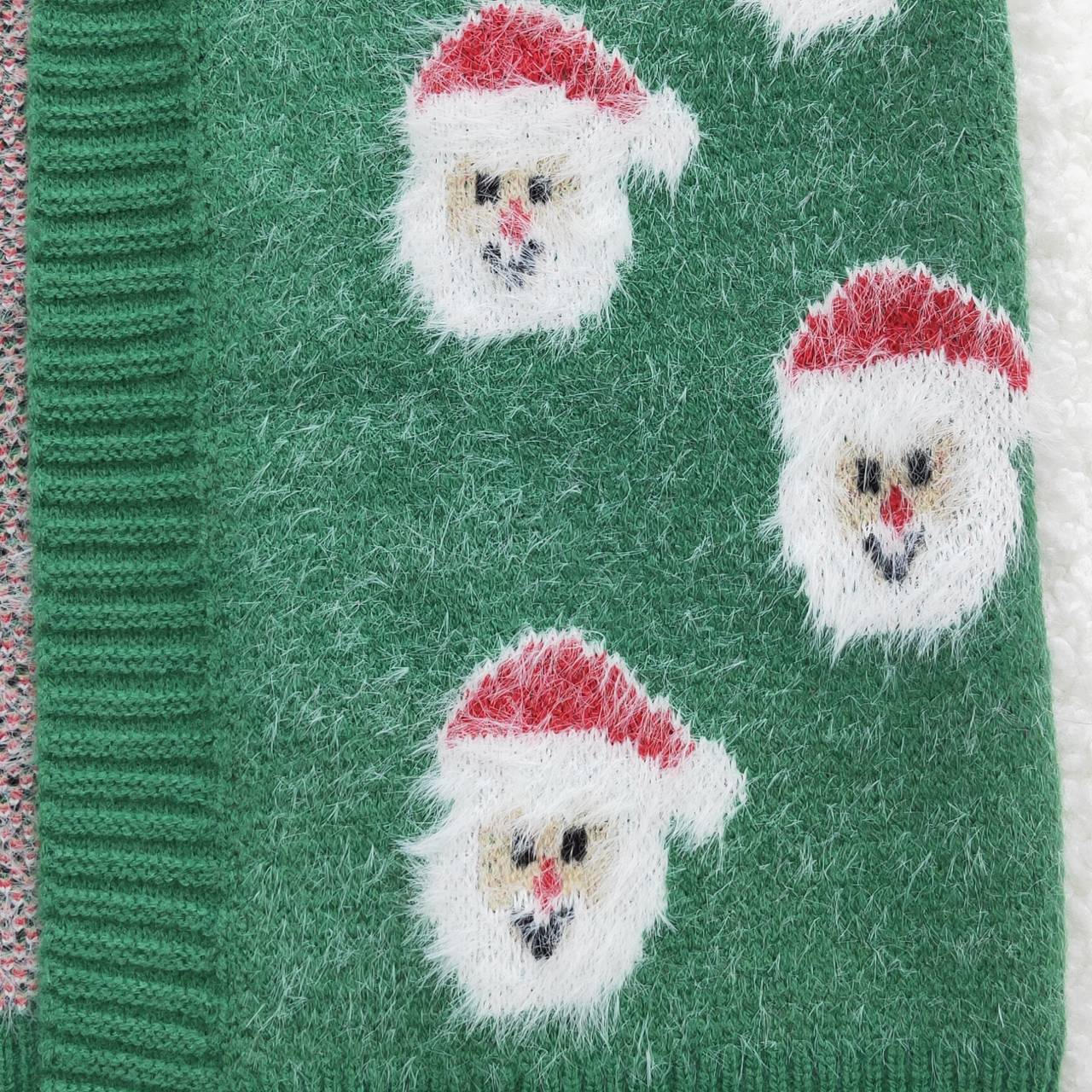 GT0357 Christmas Green Tree Print Girls Long Sleeve Cardigan Sweater