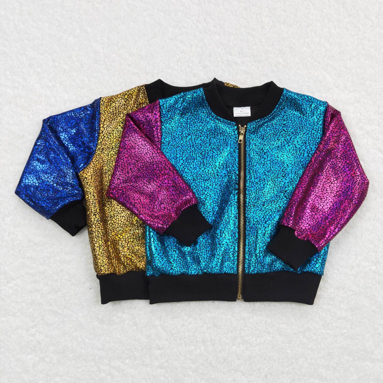 BT0293 Yellow Blue Sequin Boys Long Sleeve Top Coat