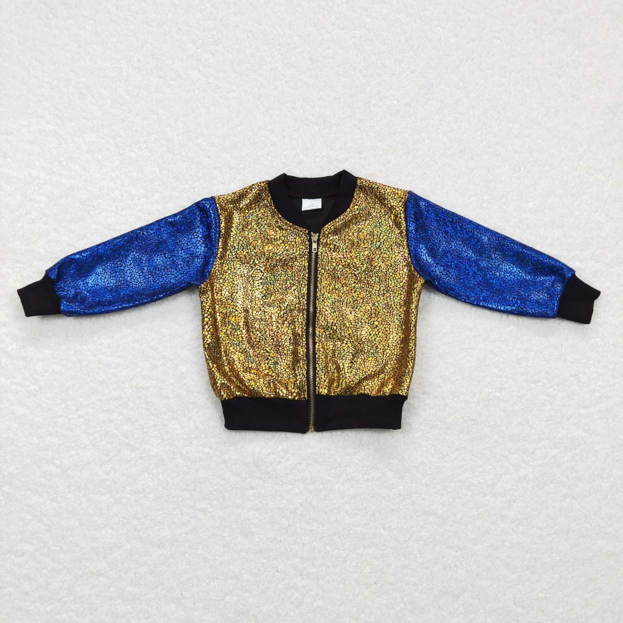 BT0293 Yellow Blue Sequin Boys Long Sleeve Top Coat