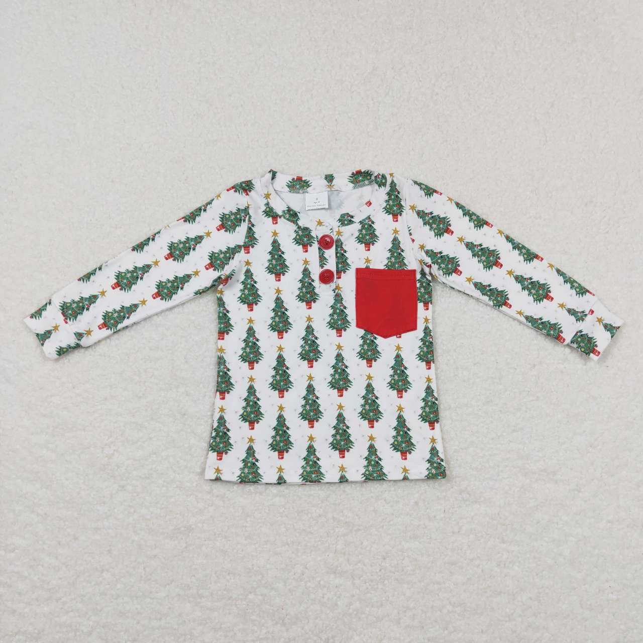 BT0326 Christmas Tree Pocket Girls Long Sleeve Top T-shirts