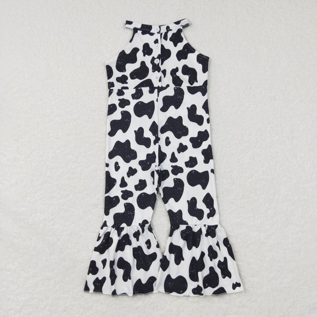 SR0444 Black Cow Print Girls Sleeveless Jumpsuit