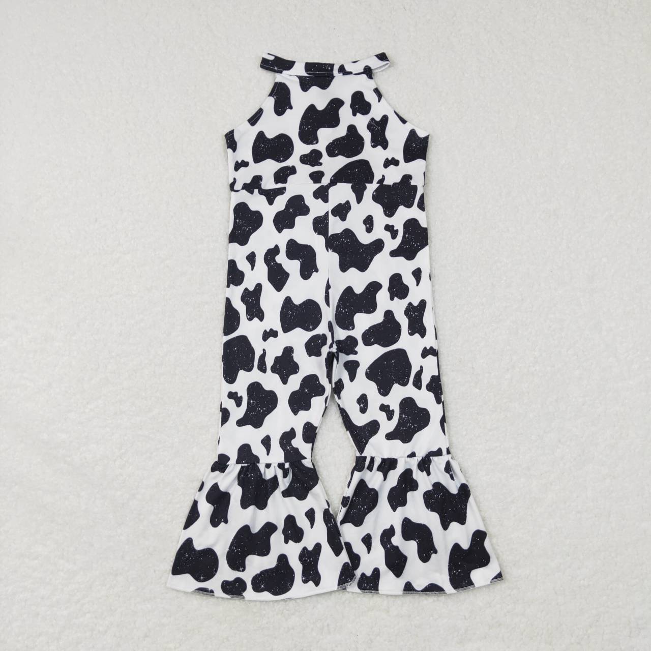 SR0444 Black Cow Print Girls Sleeveless Jumpsuit