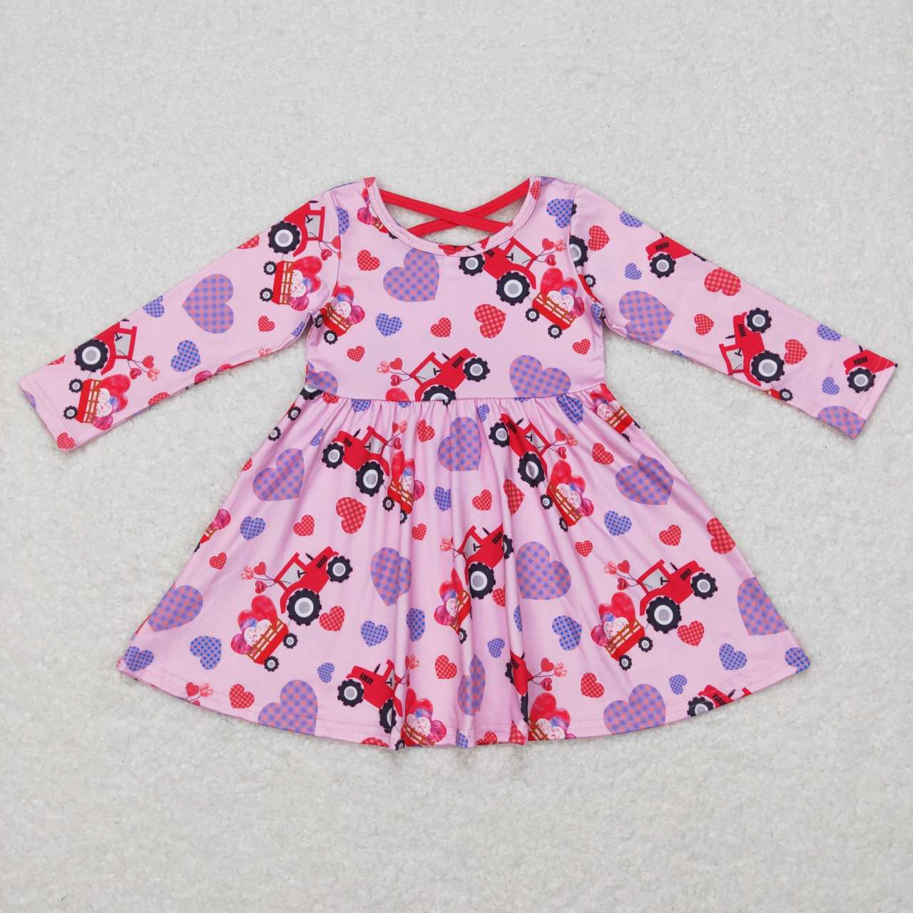GLD0454 Valentine Love Cartoon Girls Long Sleeve Dresses
