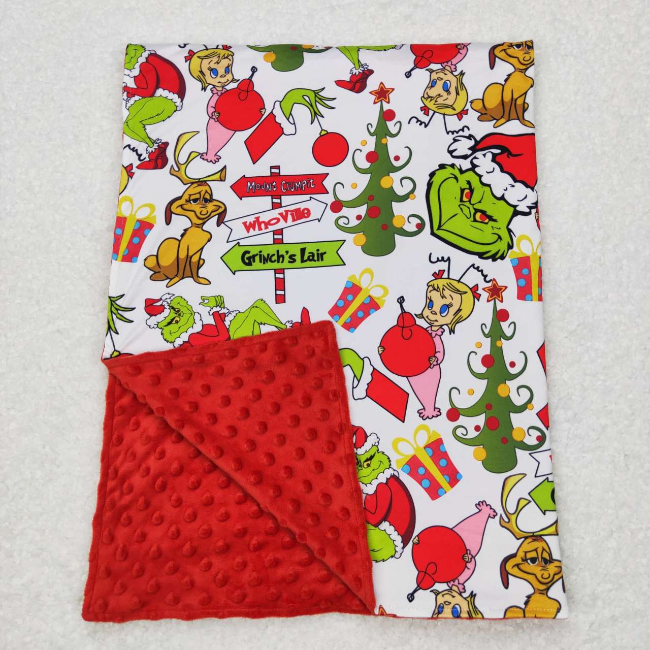 BL0085 Christmas Red Green Cartoon Print Blanket