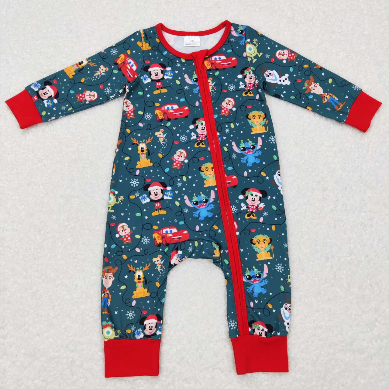 LR0782 Christmas M Cartoon Zipper Girls Long Sleeve Romper