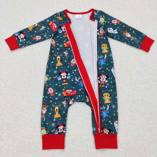 LR0782 Christmas M Cartoon Zipper Girls Long Sleeve Romper