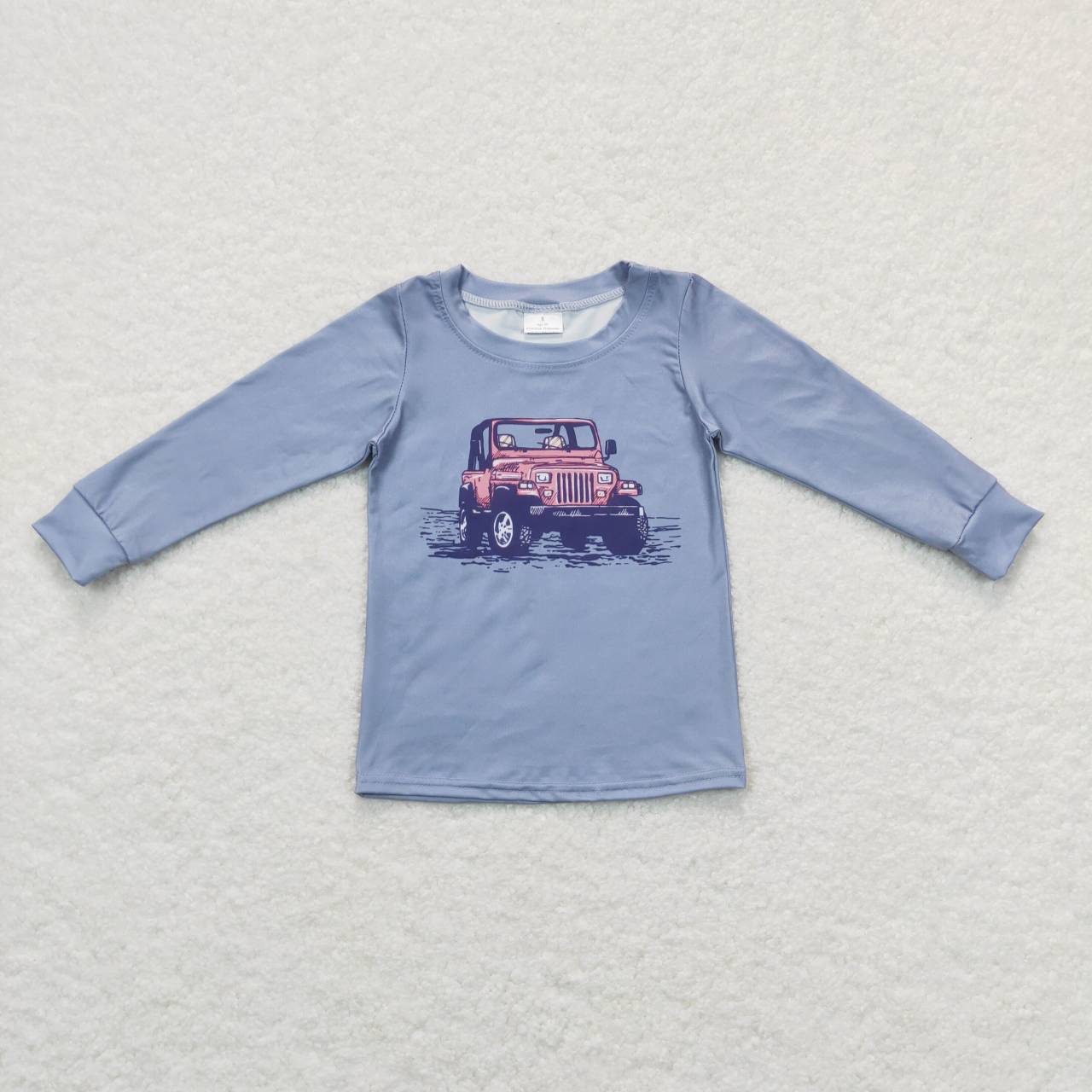 BT0392 Blue Car Boys Long Sleeve Top T-shirts