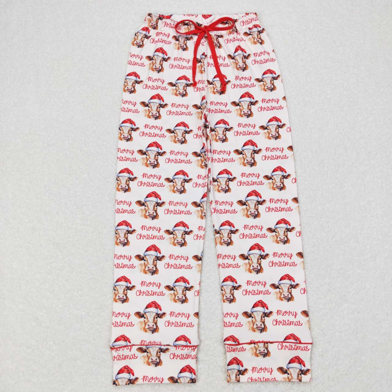 P0321 Adult Christmas red cow Girls Bell Pants