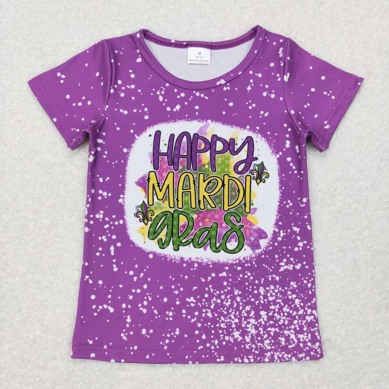 GT0374 Purple happy mardi gras Boys Short Sleeve Top T-shirts