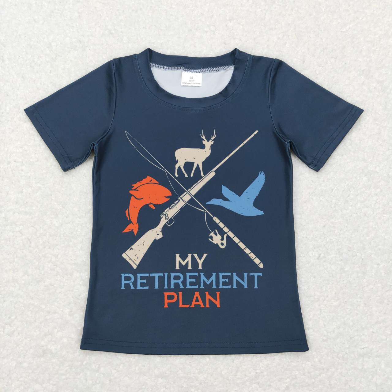 BT0416 Blue Hunting fishing Boys Short Sleeve Top T-shirts