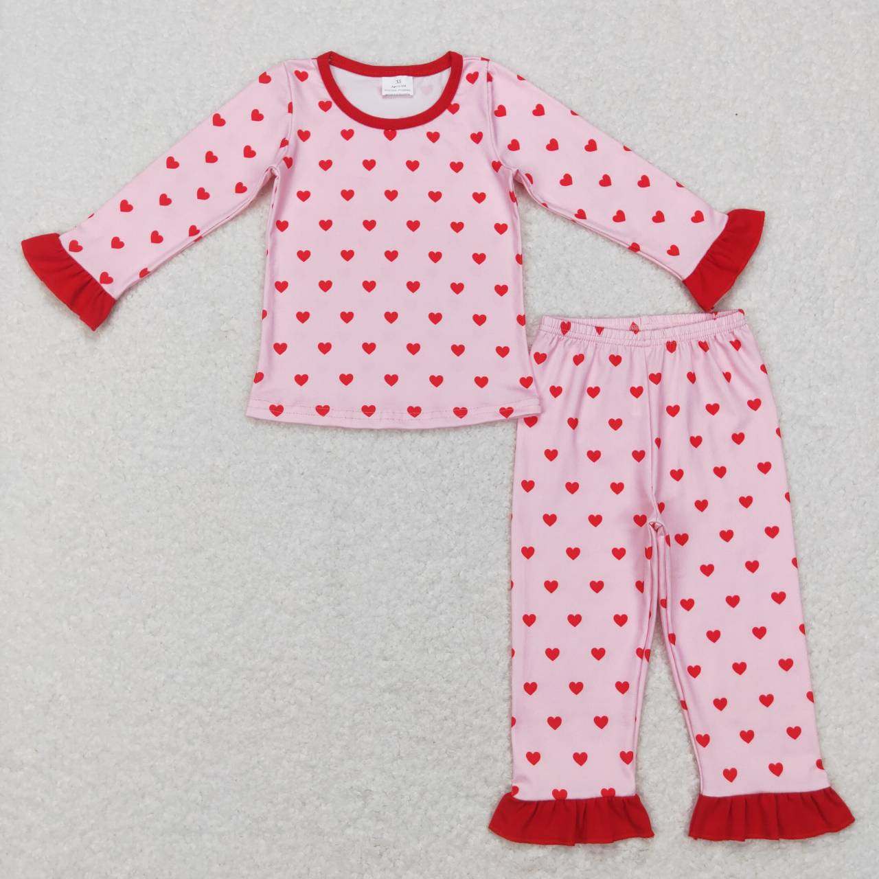 GLP0864 Valentine Pink Love Girls Long Sleeve Pants Outfits Pajamas