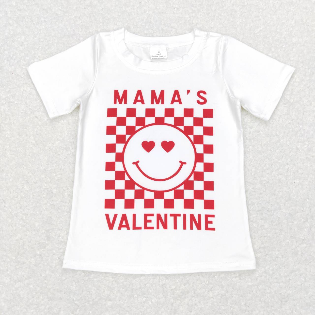 BT0445 mama's Valentine Love Red Boys Short Sleeve Top T-shirts