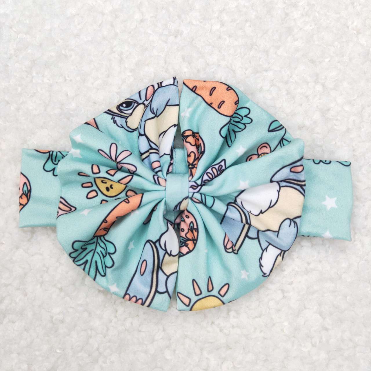 GBO0196 Easter Blue Rabbit With Bow 3pcs Girls Short Sleeve Bummies Outfits