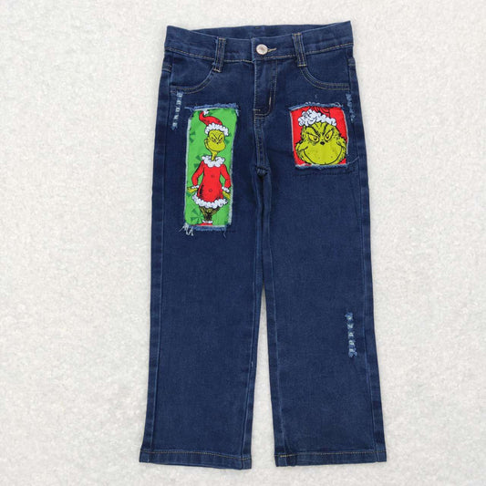 P0207 christmas green cartoon Girls Denim Jeans