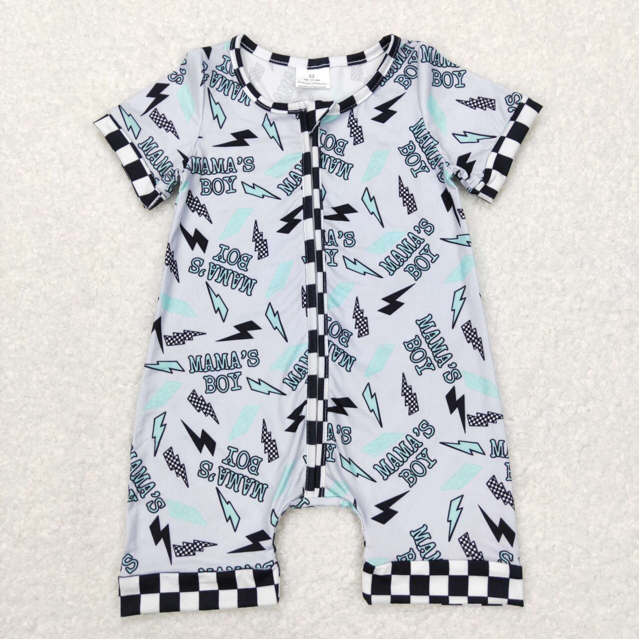 SR0563 mama's Boy Blue Girls Short Sleeve Romper