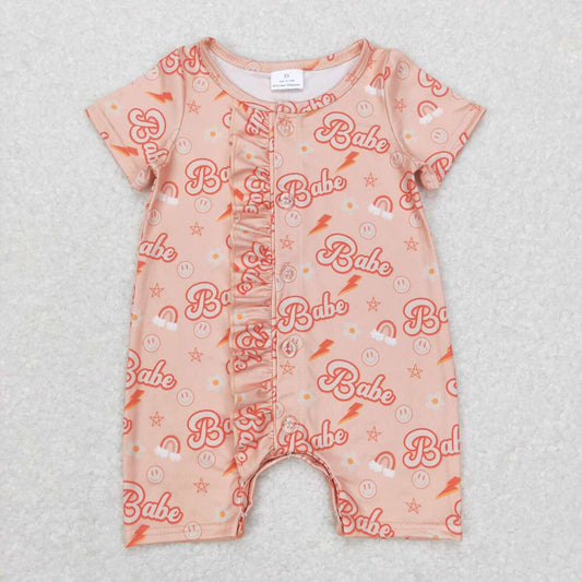 SR0525 Pink Babe western Girls Short Sleeve Romper
