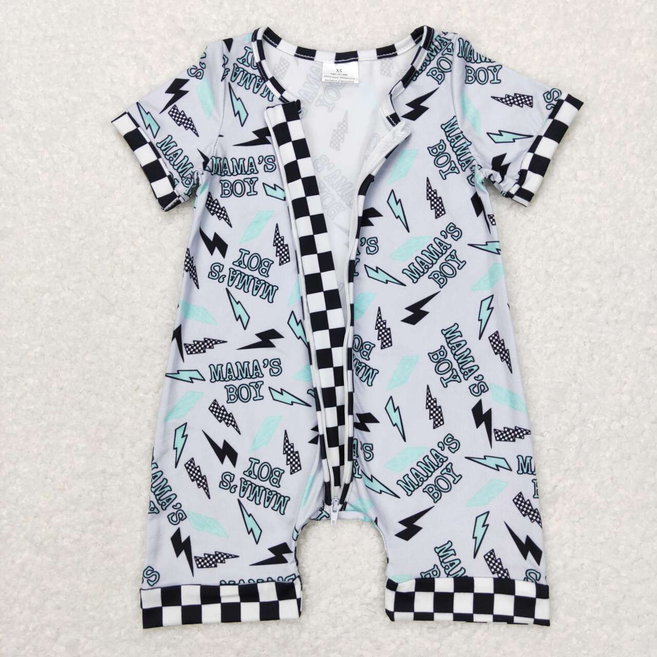 SR0563 mama's Boy Blue Girls Short Sleeve Romper