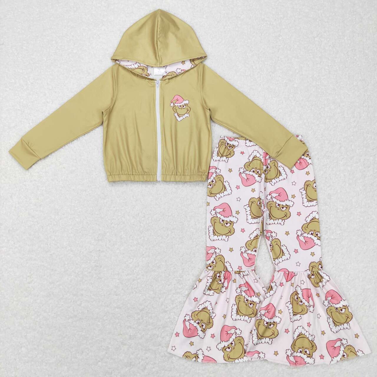GT0339 christmas pink green cartoon 2pcs Girls Long Sleeve Hoodies Outfits