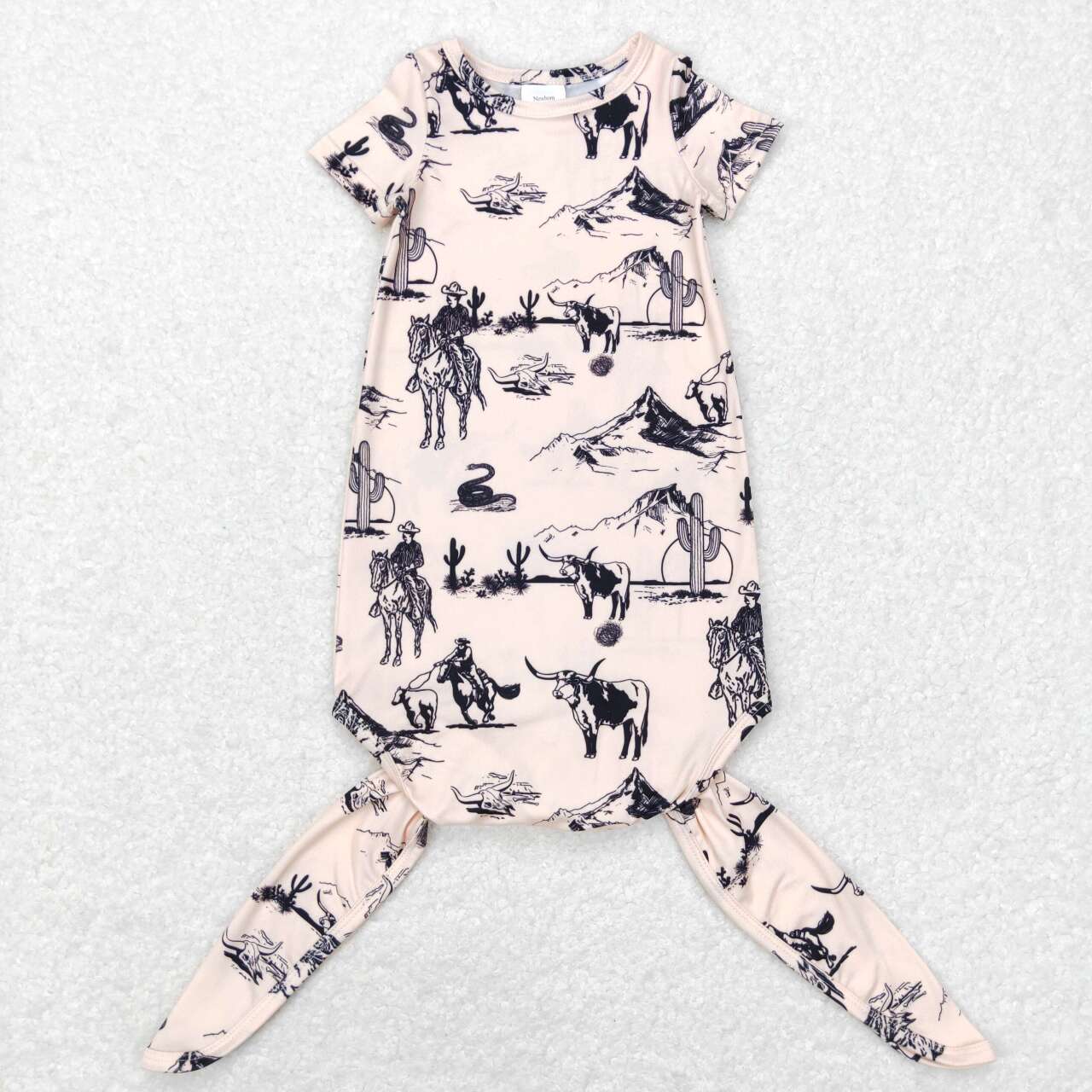 NB0028 rodeo cowboy western Girls Short Sleeve Newborn Night Robe