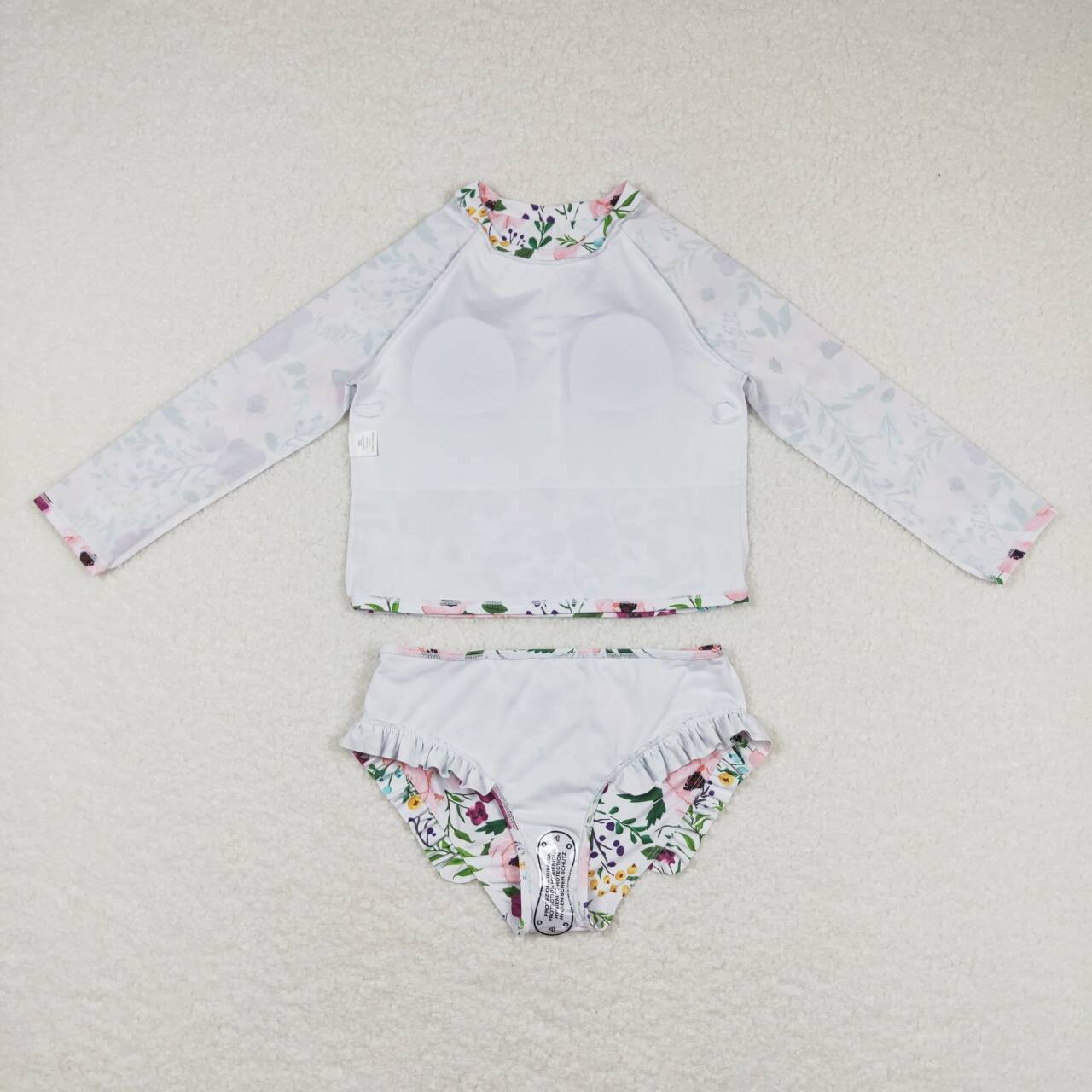 S0180 Pink Floral Girls Swimming Bathing Suits Swimsuits