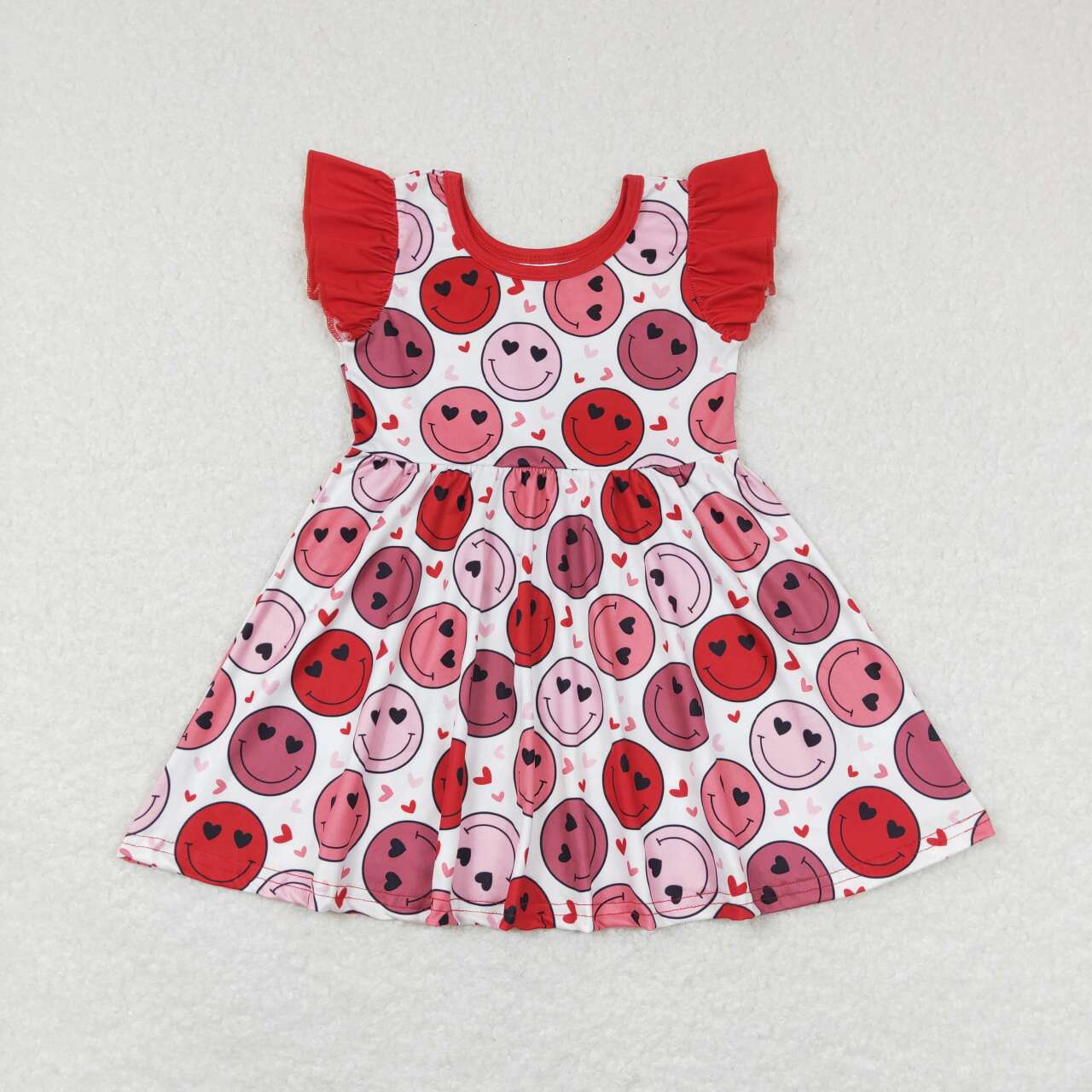 GLD0513 Valentine red smile Love Girls Long Sleeve Dresses