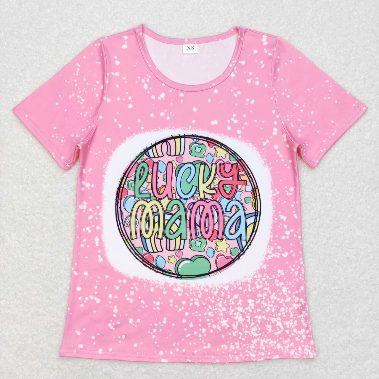 GT0378 Adult Clover Lucky Pink St. Patrick Girls Short Sleeve Top T-shirts