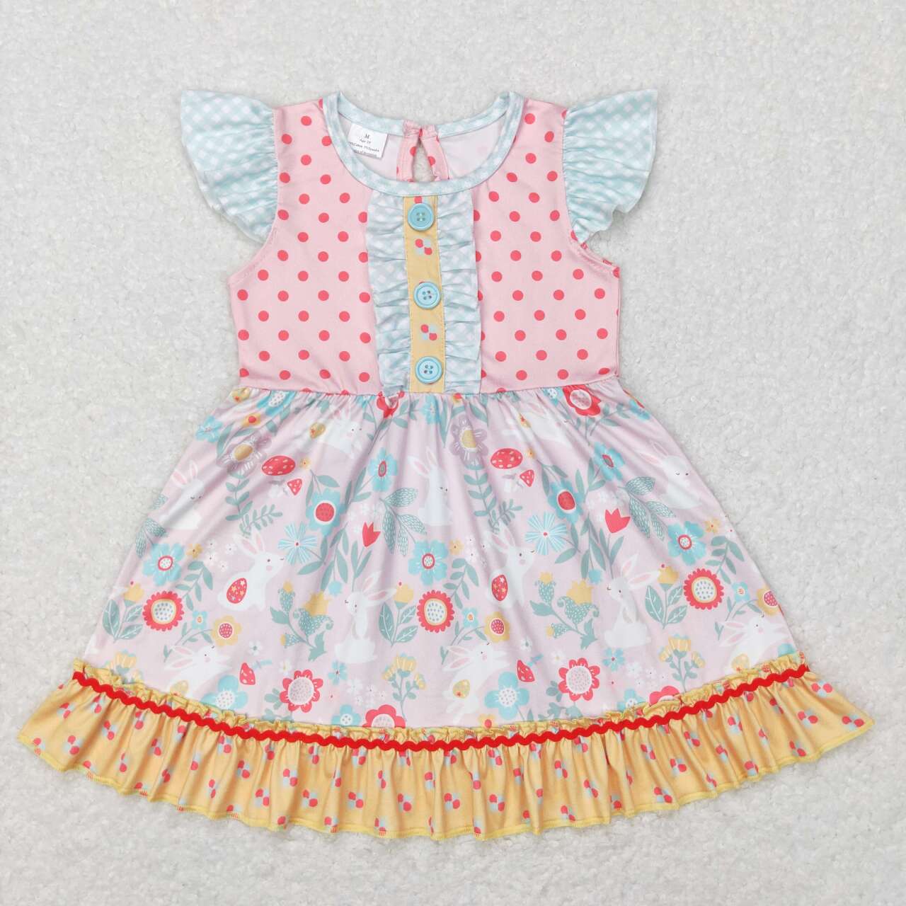 GSD0491 Easter Pink Rabbit Girls Short Sleeve Dresses