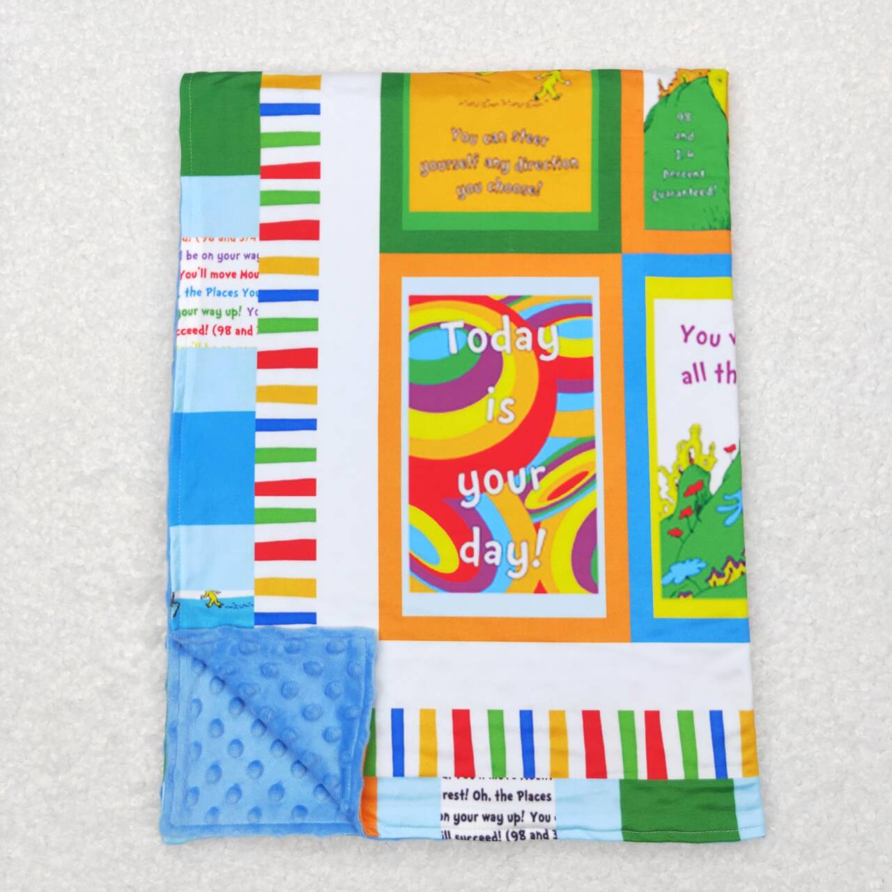 BL0083 Christmas Blue Cat Hat Cartoon Print Blanket