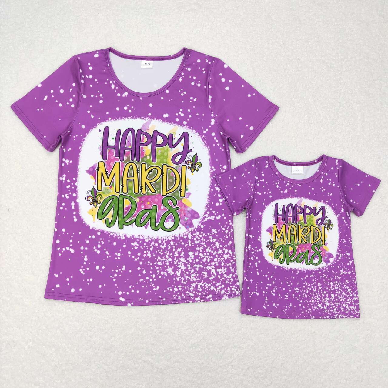 GT0377 Adult Purple Mardi Gras Girls Short Sleeve Top T-shirts
