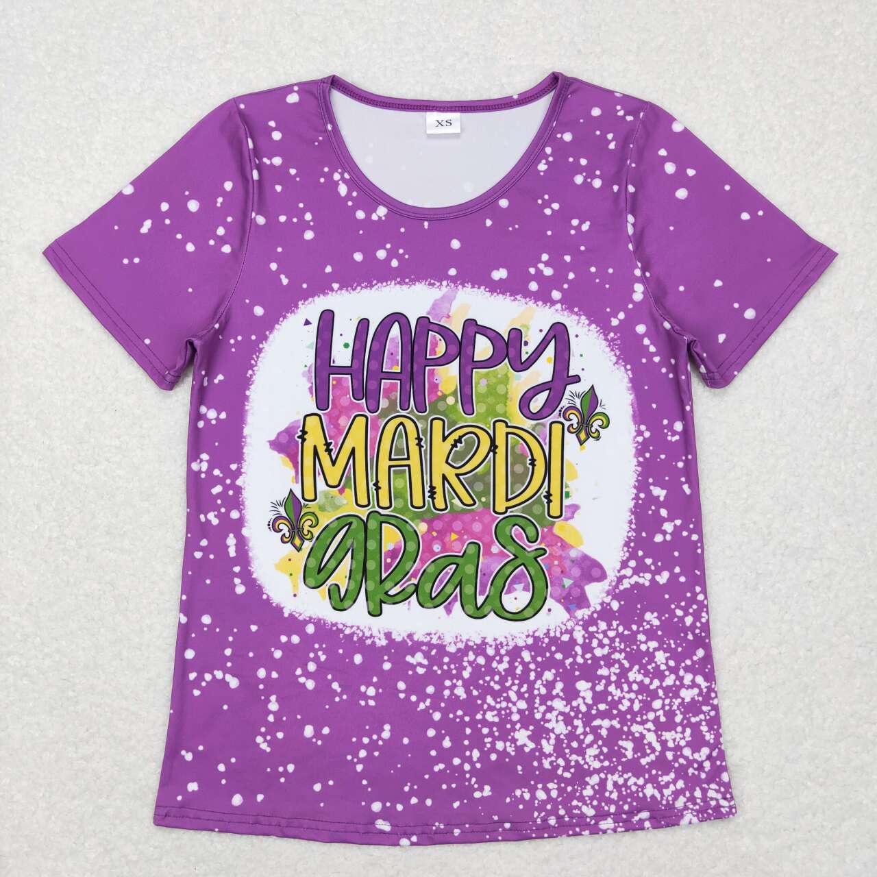 GT0377 Adult Purple Mardi Gras Girls Short Sleeve Top T-shirts