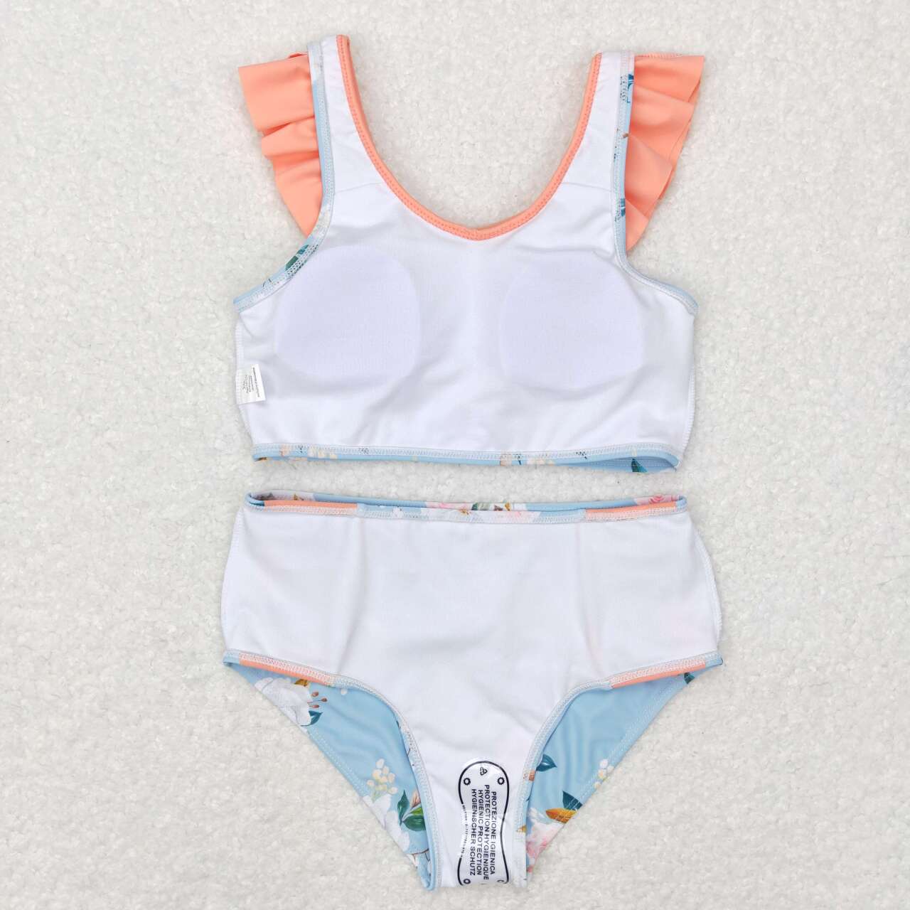 S0179 Pink blue Floral Girls Swimming Bathing Suits Swimsuits