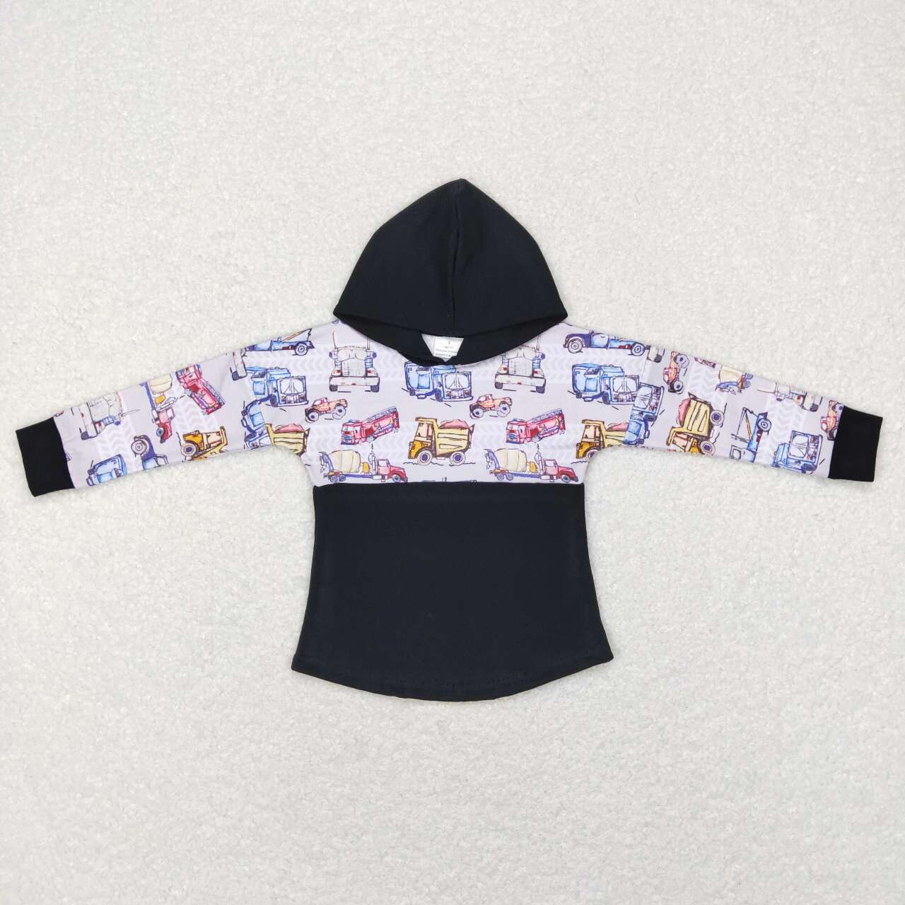 BT0470 Black Car Cartoon Girls Long Sleeve Hoodies Top