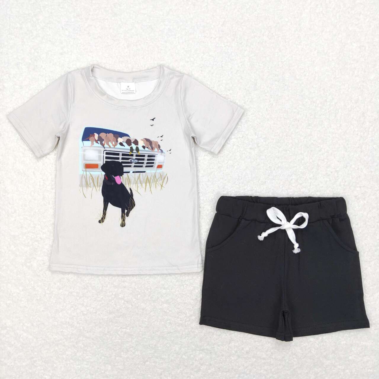 SS0137 Black Dog Boys Short Sleeve Shorts Outfits