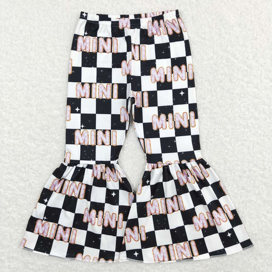 P0345 pink mini plaid Girls Long Pants
