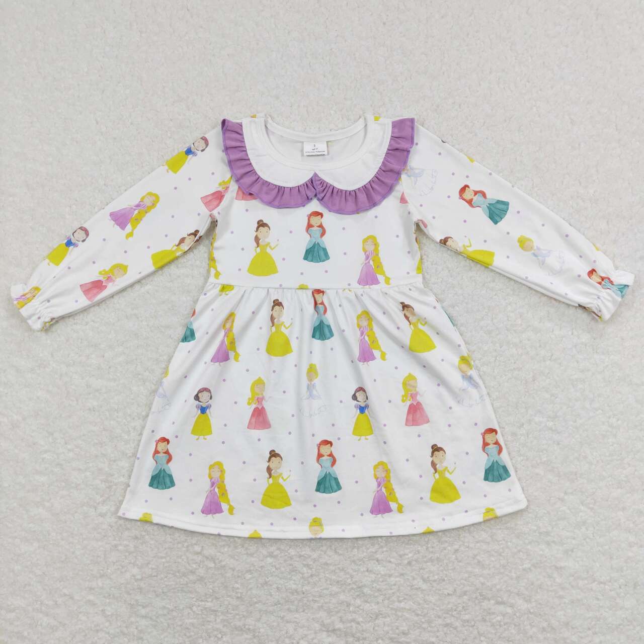 GLD0478 Purple Princess Cartoon Girls Long Sleeve Dresses