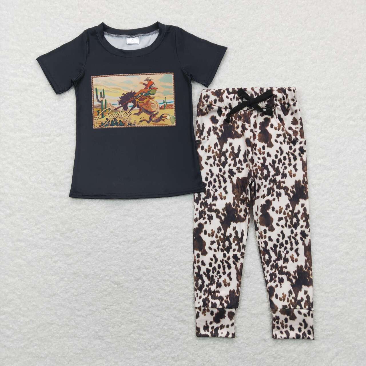 BSPO0149 Cowboy Black Boys Short Sleeve Pants Outfits