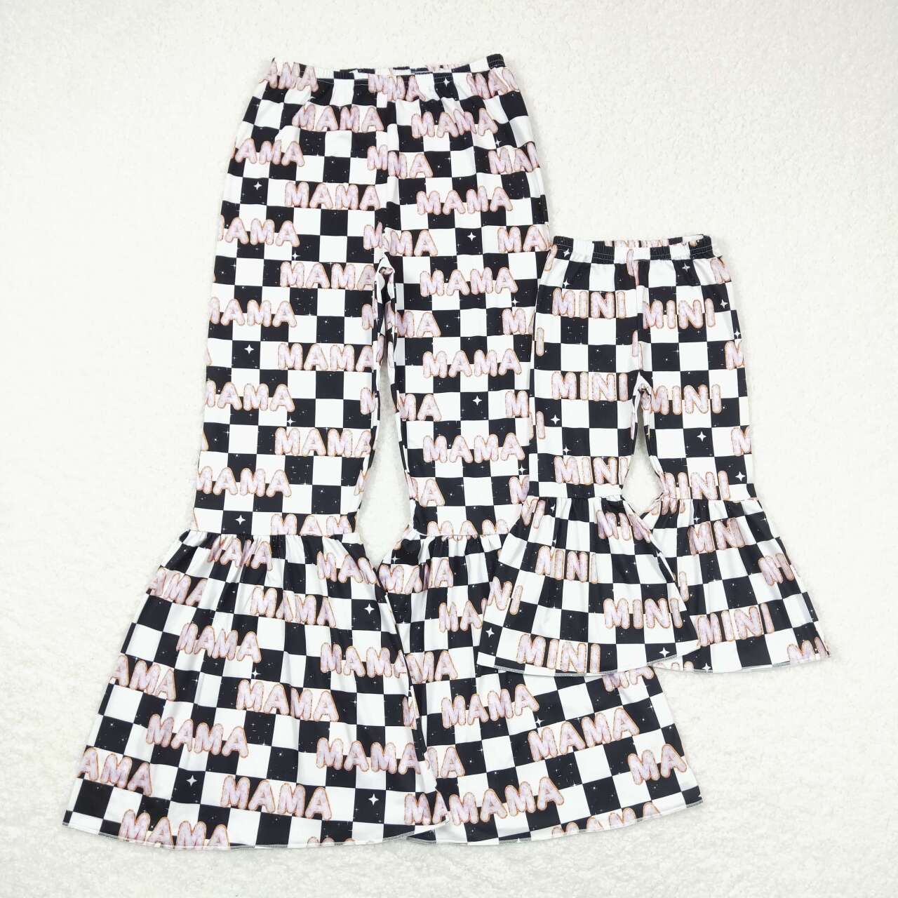 P0346 Adult Mama Mini Plaid Girls Bell Pants