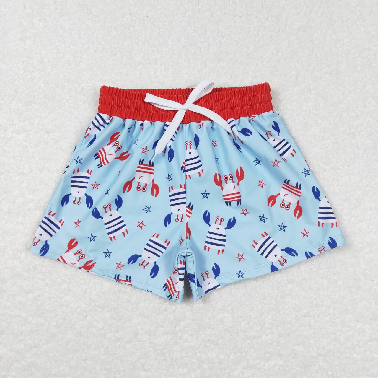S0187 4th of July Blue red Crab Boys Bathing Suits Swimsuits Swimming Trunks