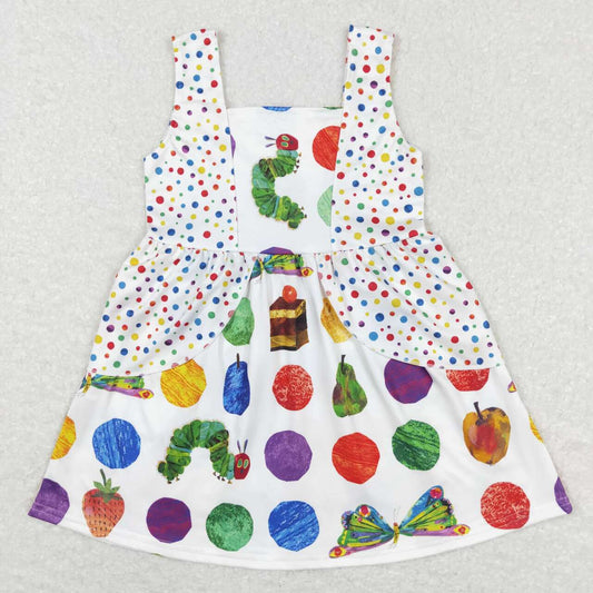 GSD0545 Colorful Green Dots cartoon Girls Short Sleeve Dresses