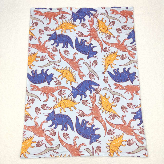 BL0099 Blue Dinosaur Print Blanket
